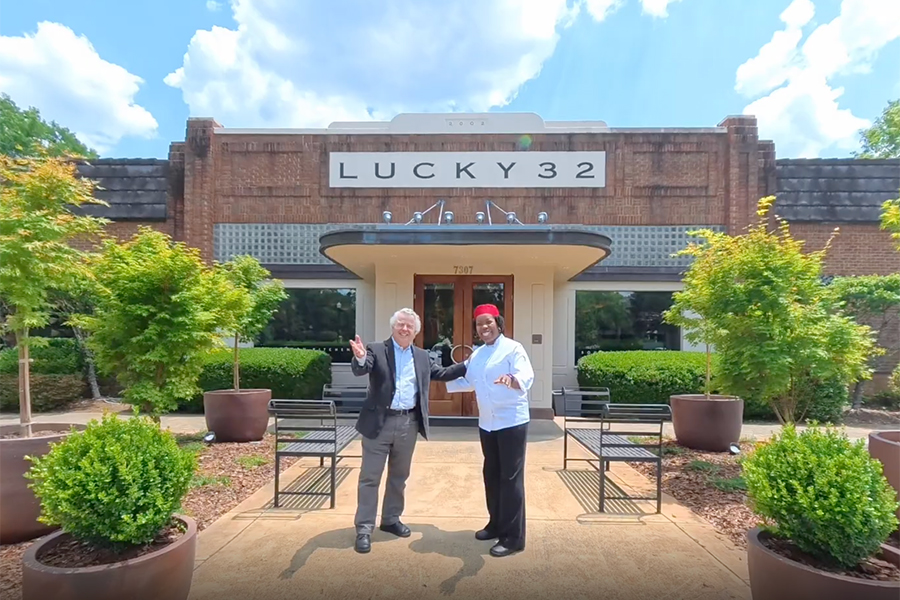 Dennis Quaintance (CEO) & Tiffany (Manager) at Lucky 32 in Cary